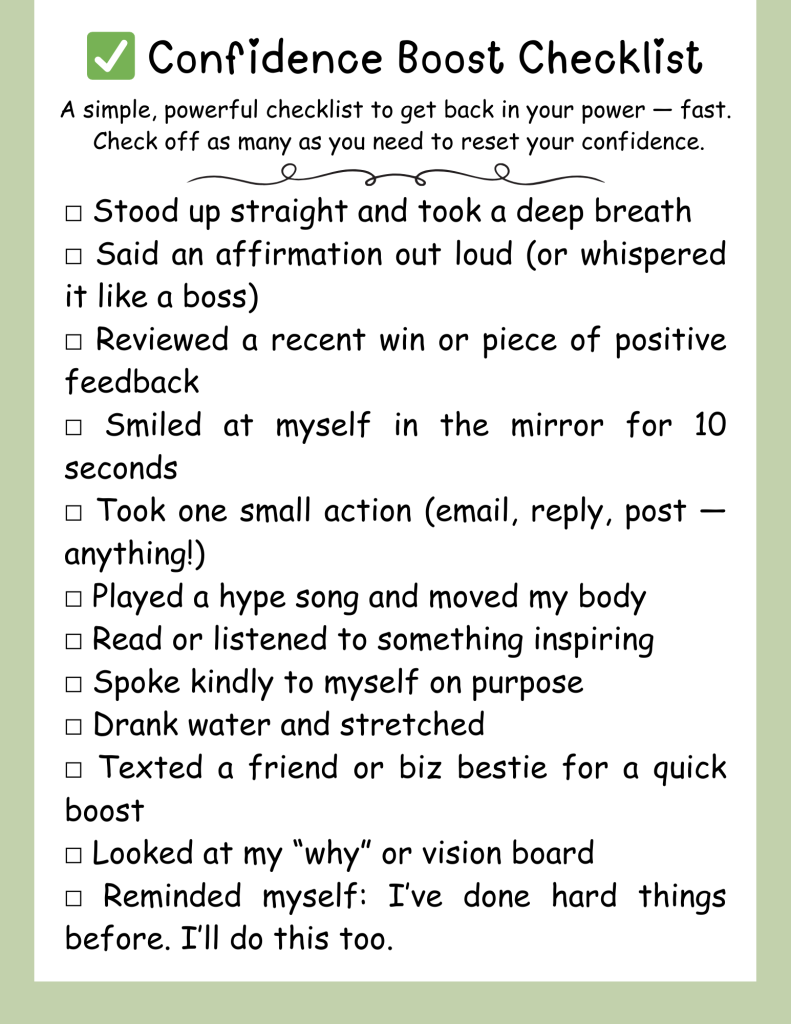 confidence boosting checklist