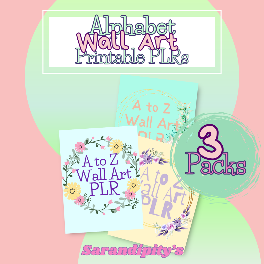 Alphabet wall art PLR 3-pack mockup