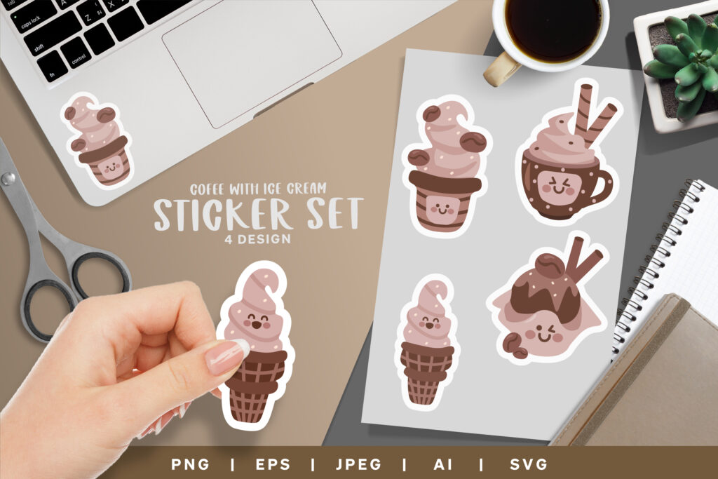ice cream coffee stickers