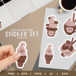 ice cream coffee stickers