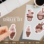 ice cream coffee stickers