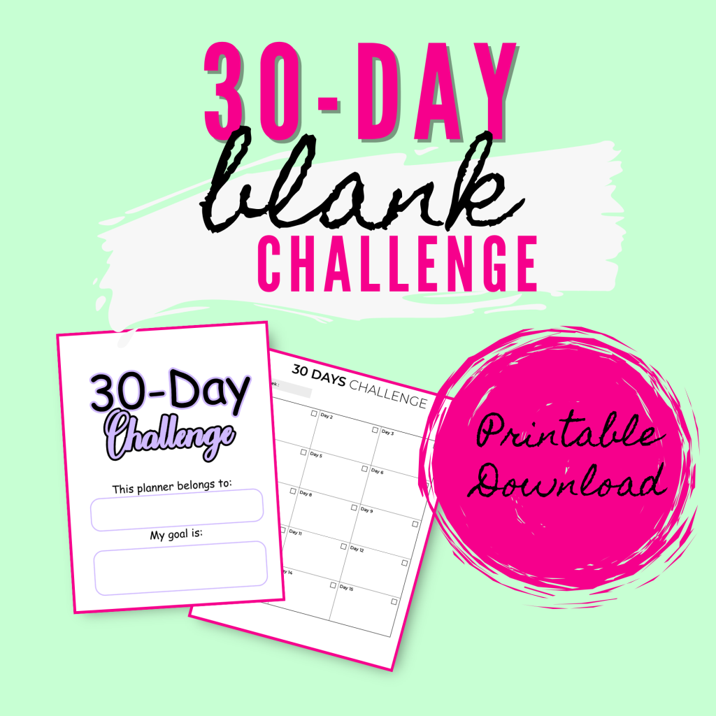30 day blank challenge mockup