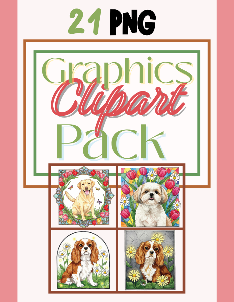 stained glass dog graphics pack mockup
