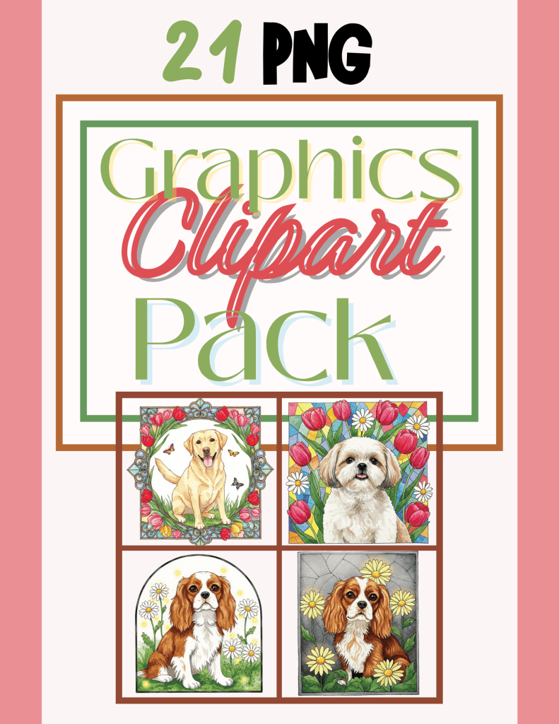 stained glass dog graphics pack mockup