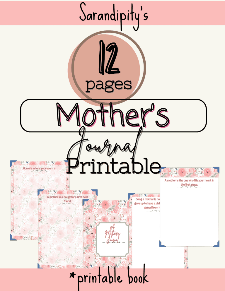 mother's journal printable mockup