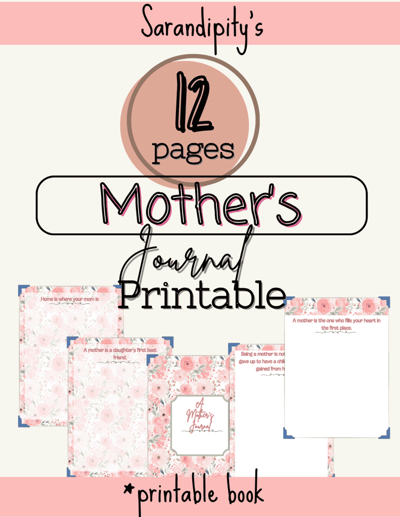 mother's journal printable mockup