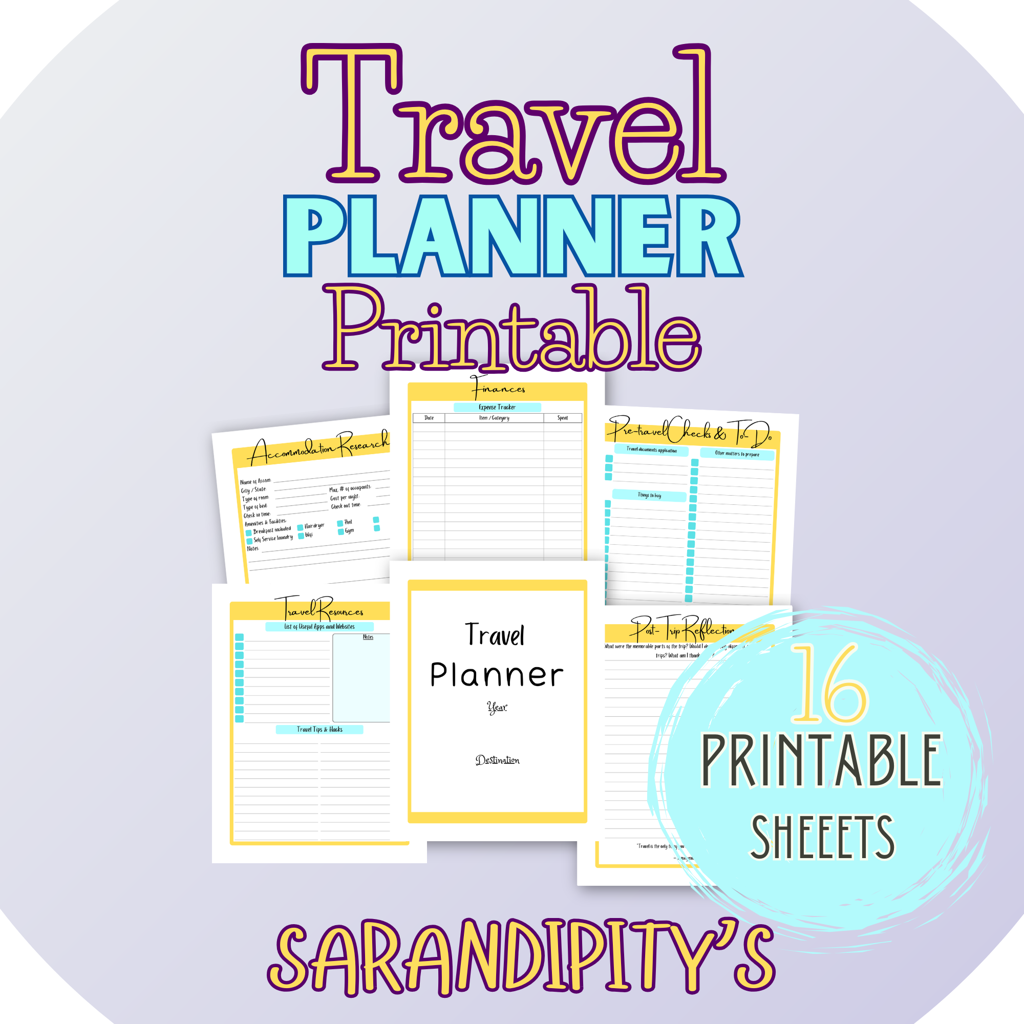 ️ Plan. Pack. Explore! 16-Page Travel Planner Printable 🌍 - Sarandipity's