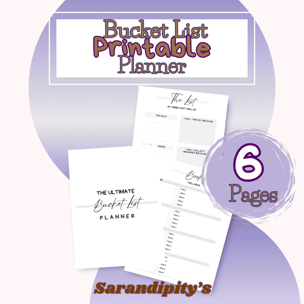 Bucket list printable mockup