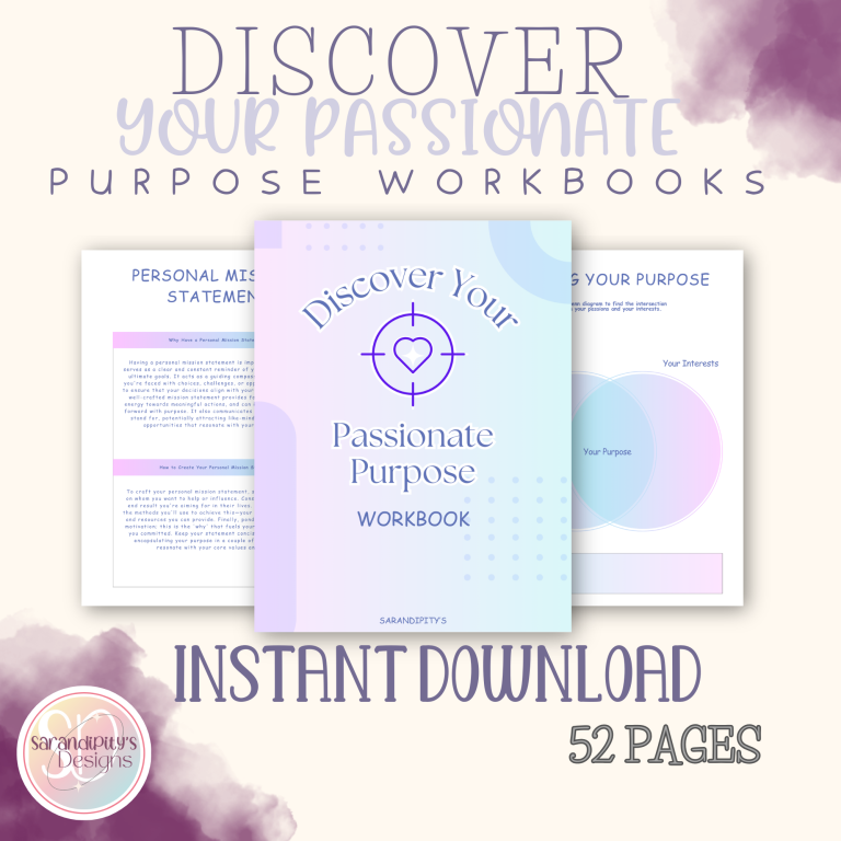 ✨ Find Your Passion & Purpose Workbook – 28-Page Printable! ✨