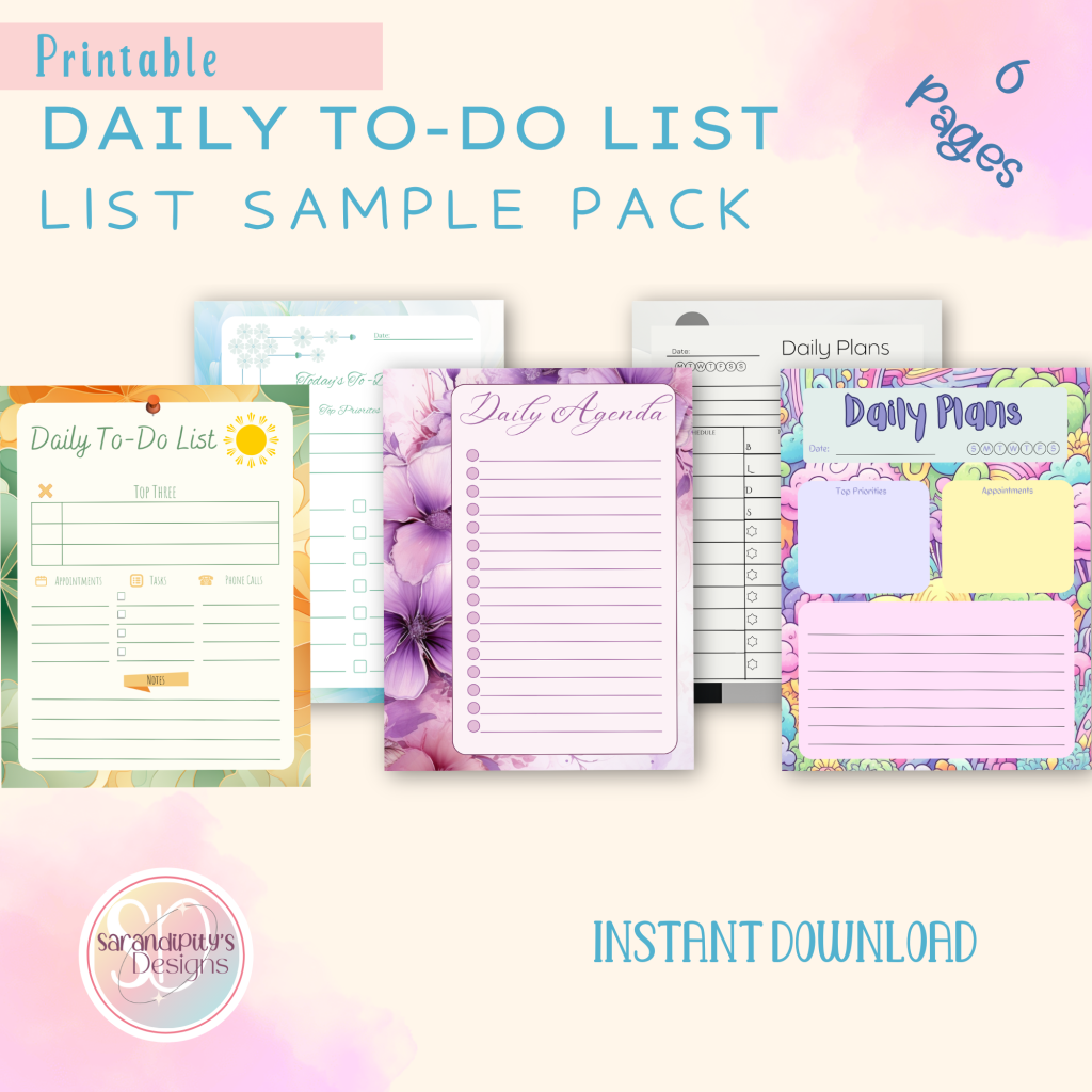 6 page sample daily to-do list pack