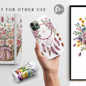 pink gingham summer floral graphics