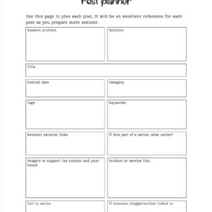 post planner worksheet printable