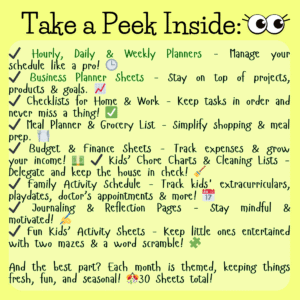 checklist of items included in monthly subscription