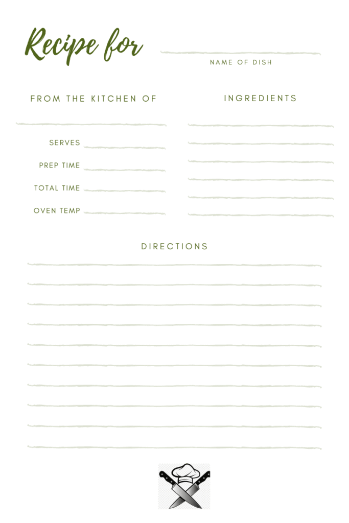 recipe card printable