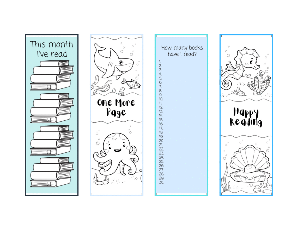 printable Colorable Reading Tracker Bookmarks