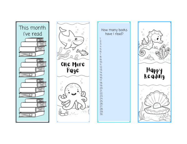 printable Colorable Reading Tracker Bookmarks