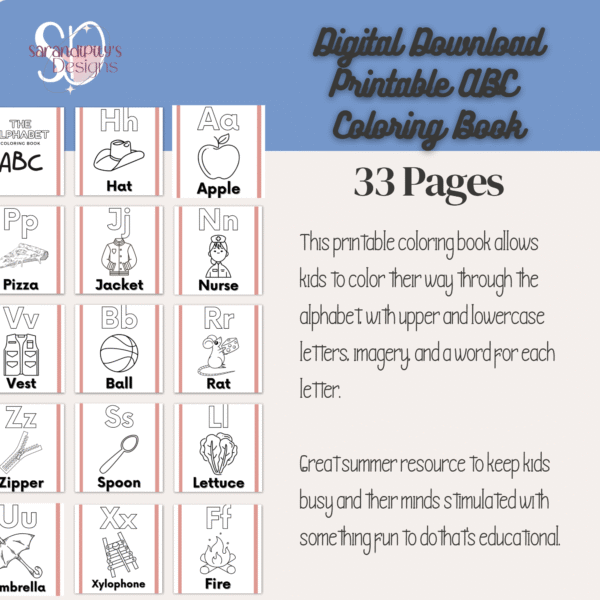 🧠🎨 ABC Digital Coloring Book for Elementary Kids – Instant Download