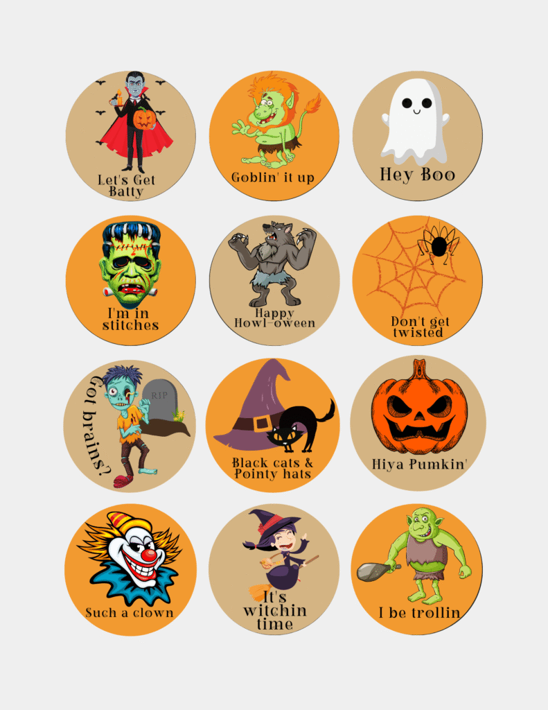 punny Halloween sticker set