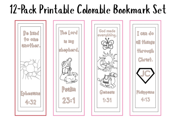 🎨 Kids’ Colorable Bible Verse Bookmarks – 12 Printable Designs