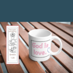 children's colorable bible verse bookmark and mug wrap mockup