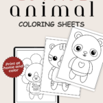 adorable animal coloring book mockup