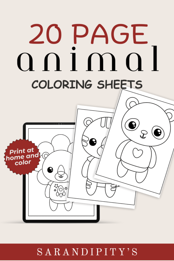adorable animal coloring book mockup