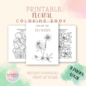 floral coloring book mockup