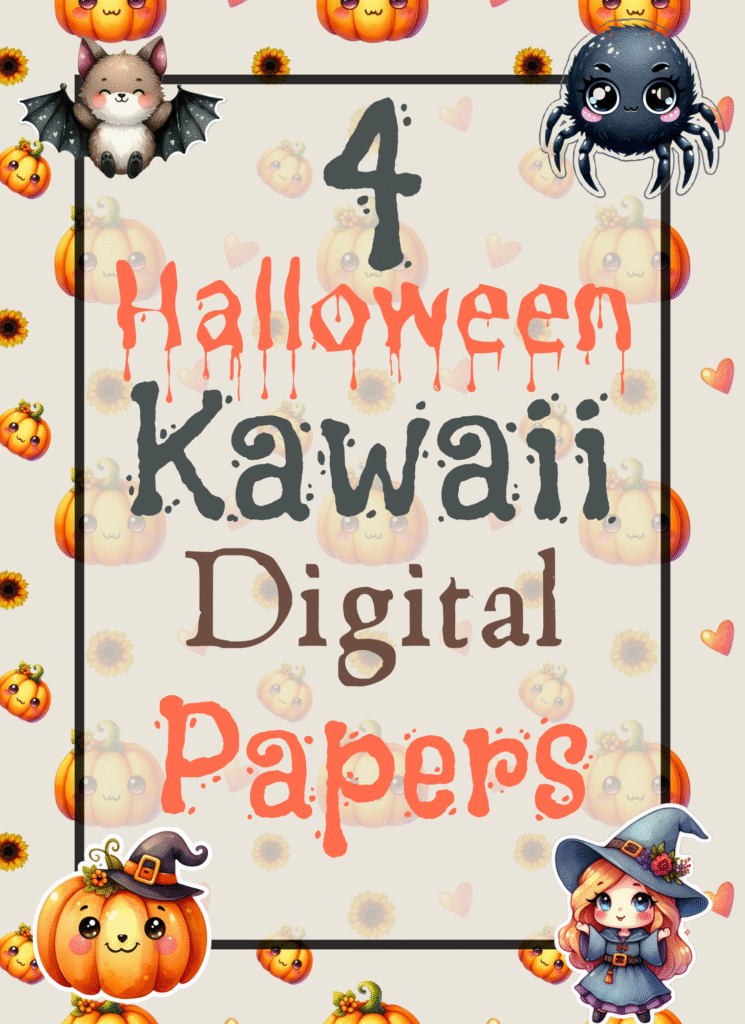 Halloween kawaii digital paper freebie