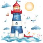 pastel lighthouse clipart