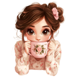mother sipping coffee clipart graphic