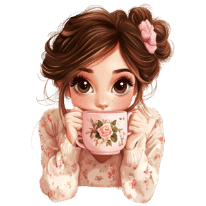 mother sipping coffee clipart graphic