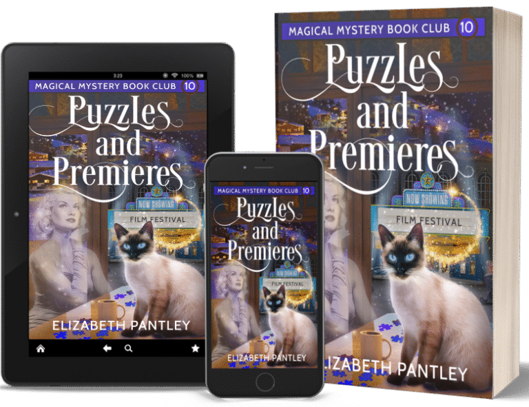 Puzzles and Premieres book tour cover mockup