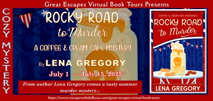 Rocky Road to Murder book tour banner