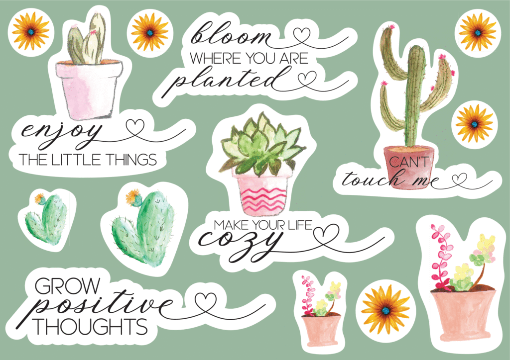 floral positivity stickers