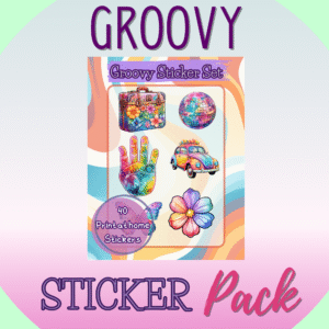 Retro Groovy Tie Dye Sticker Printable Set