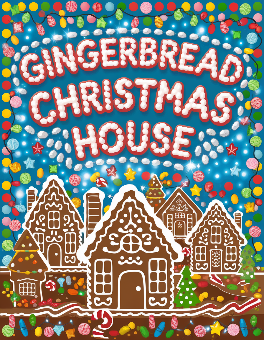 Gingerbread house coloring book cover