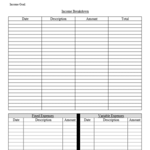 monthly budget planner sheet