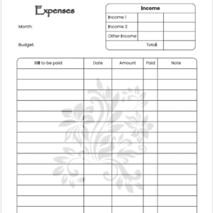 monthly budget tracker sheet
