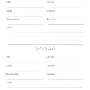 movie review sheet