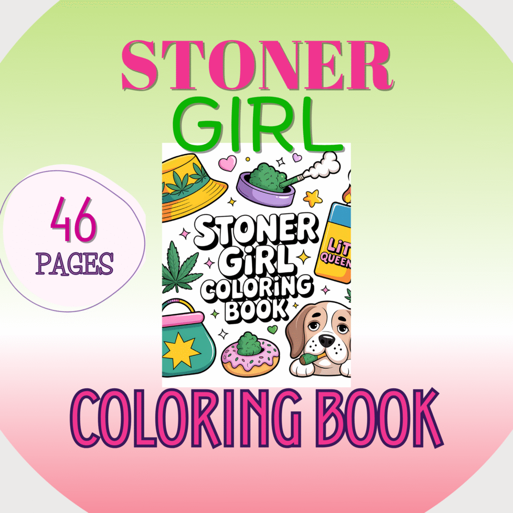 Stoner girl coloring book mockup