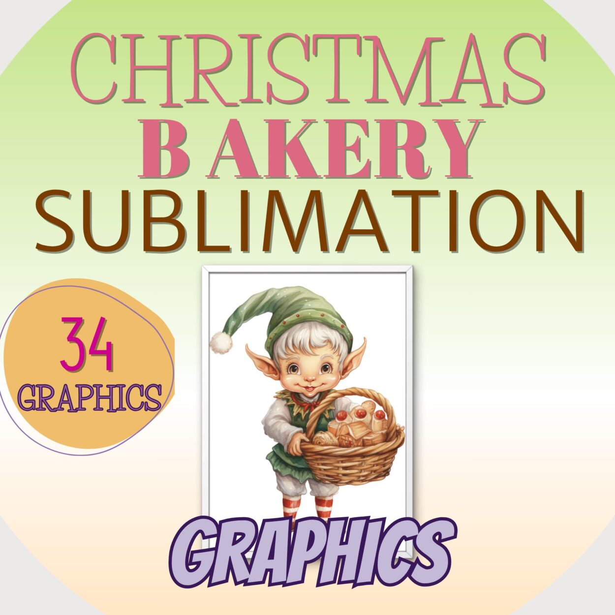 Christmas bakery sublimation graphics mockup