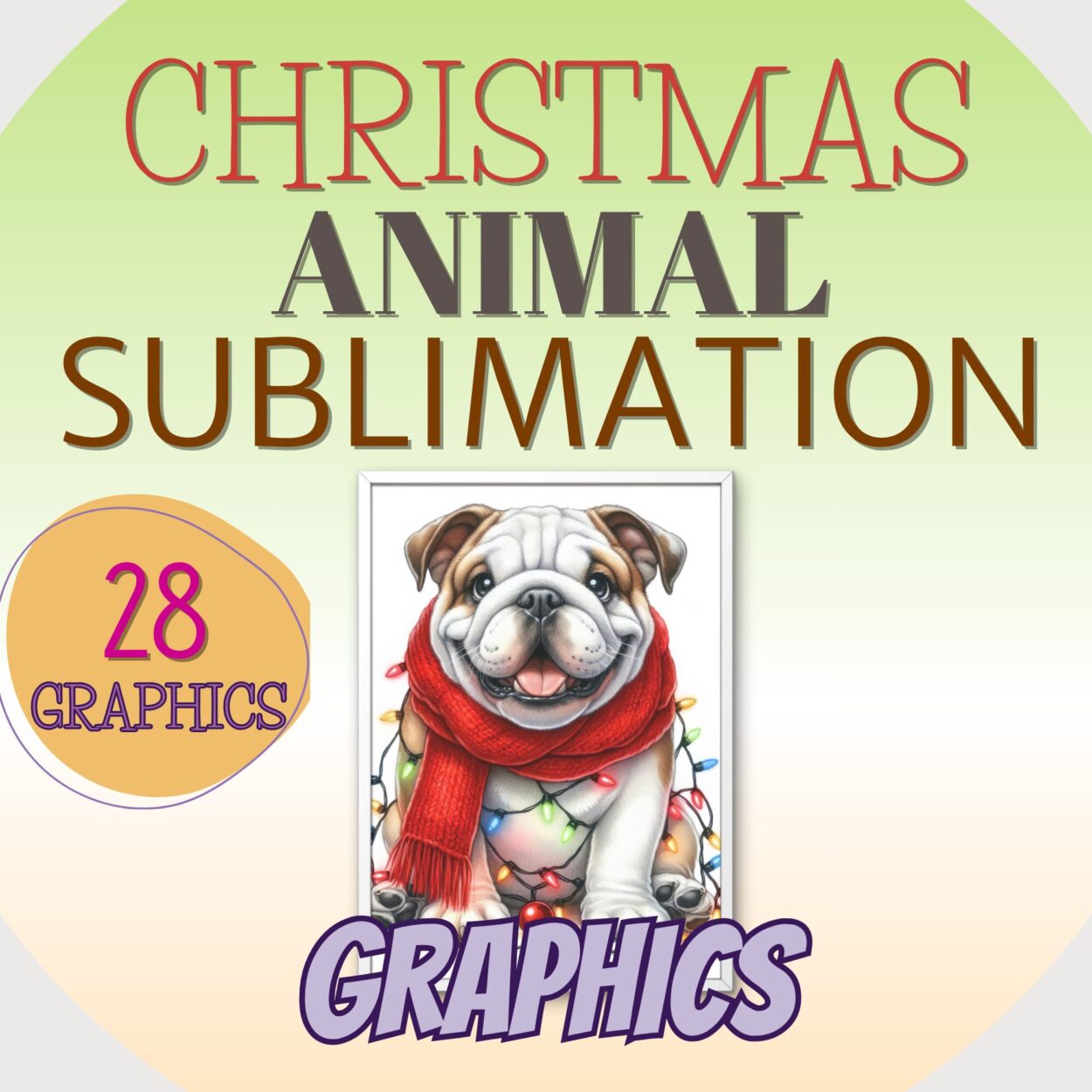 Christmas animal sublimation graphics mockup