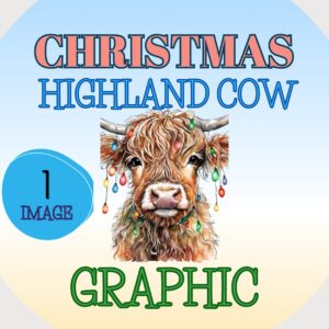 Highland cow Christmas graphic