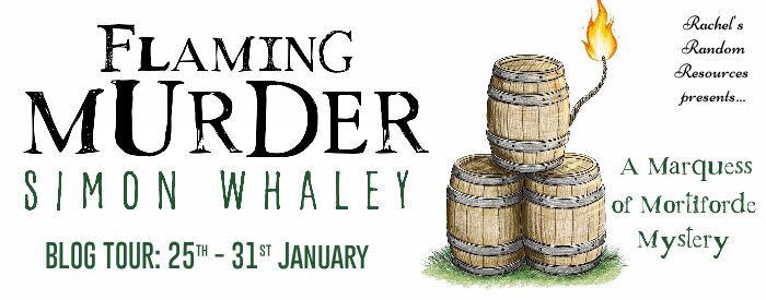 Flaming murder blog tour banner