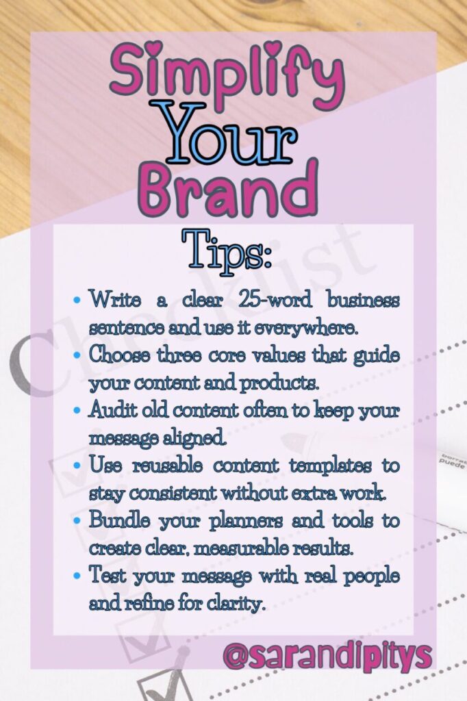 Simplify Your Brand tips graphic