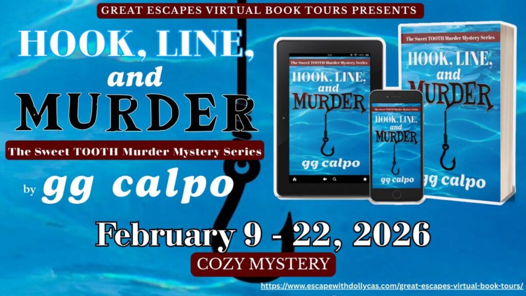 Hook, Line, and Murder book tour banner