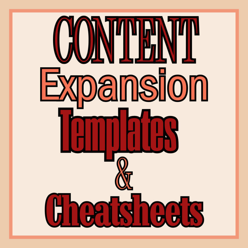 content expansion templates and cheatsheets subcategory