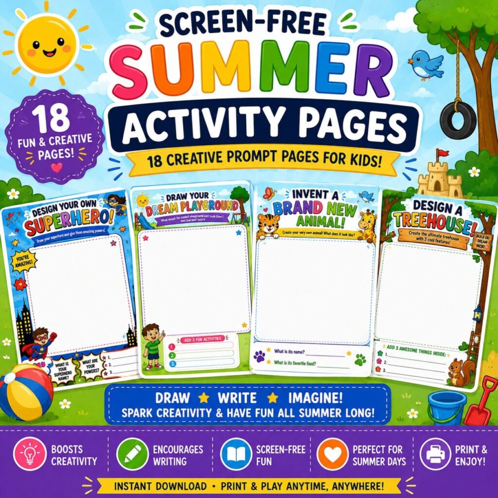summer screen free activity prompt pack