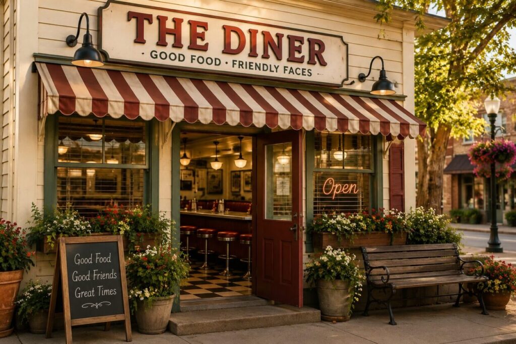 The Sarandipity Diner, a welcoming Main Street restaurant offering recipes, meal-planning resources, and practical kitchen help.