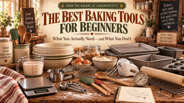 Best baking tools for beginners including measuring cups, mixing bowls, baking pans, hand mixer and other essential baking equipment